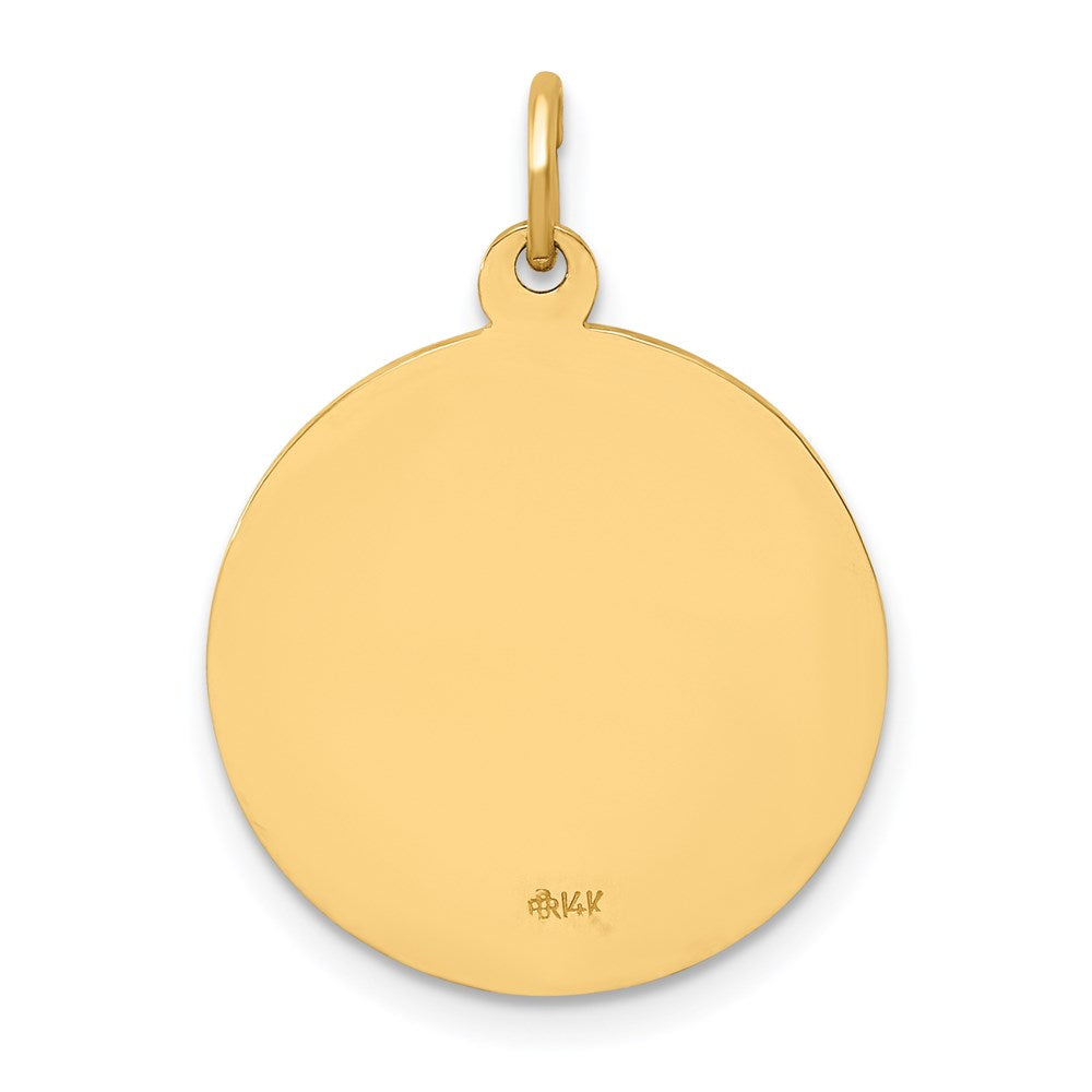 14k Polished and Satin Solid St. Jude Thaddeus Medal Round Pendant