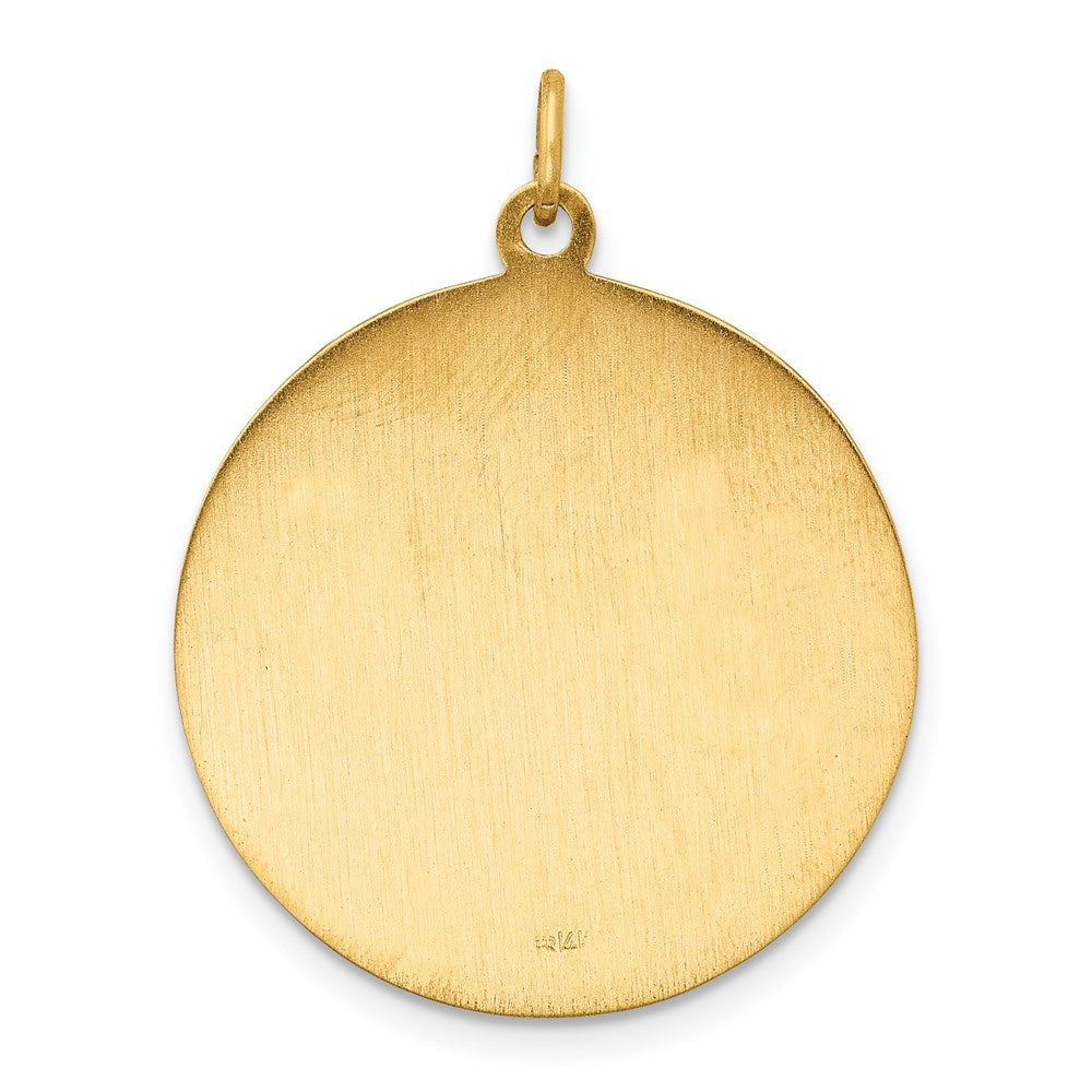 14k Polished and Satin Large Solid St. Jude Thaddeus Medal Round Pendant