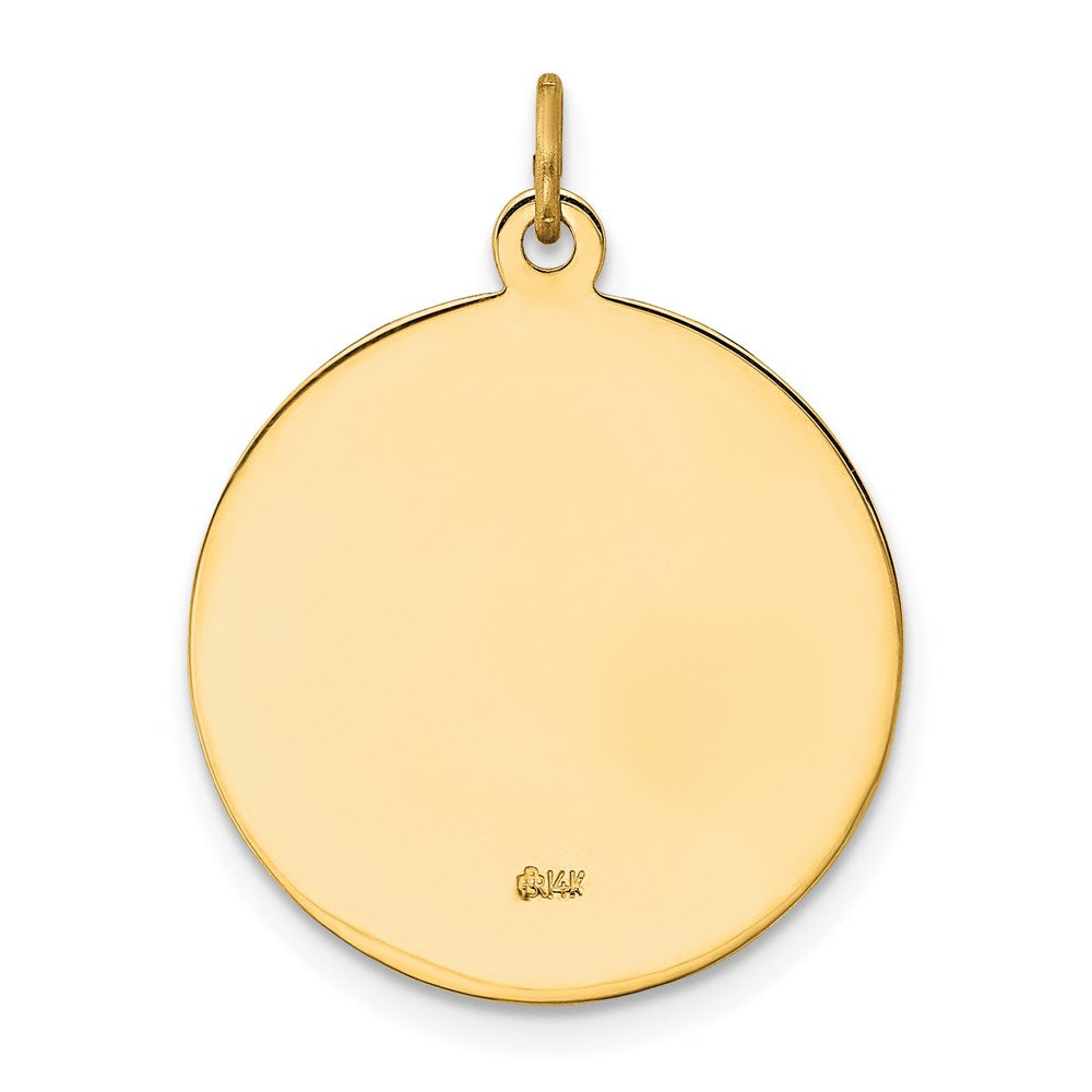 14k Polished and Satin Solid St. Michael Medal Round Pendant
