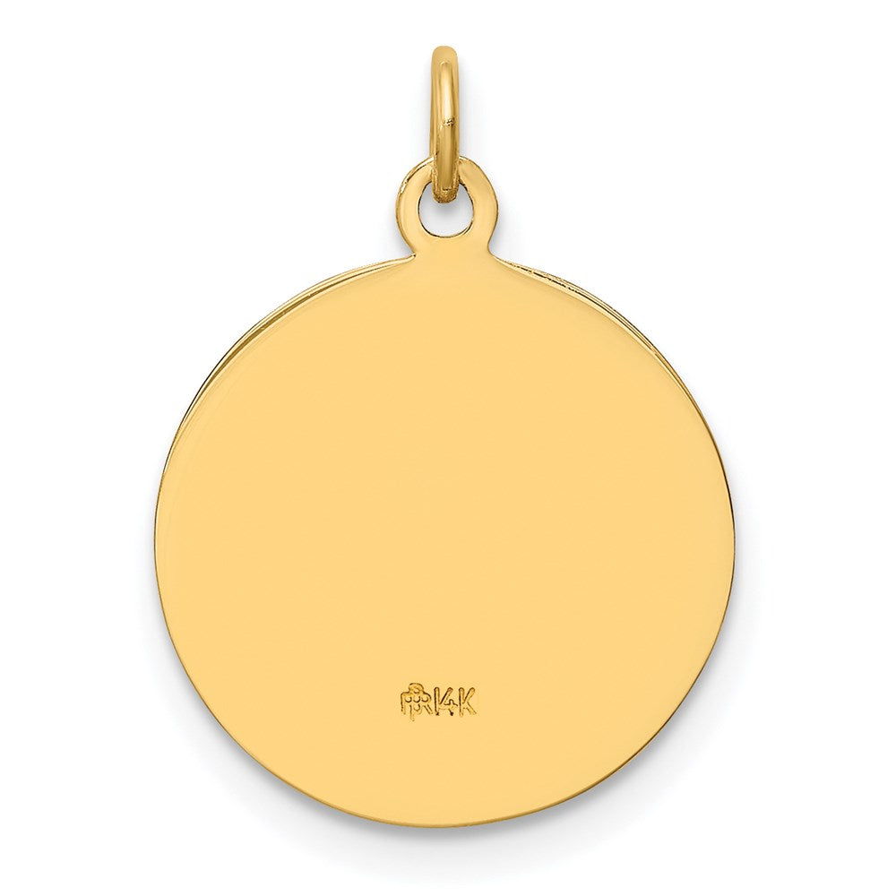 14k Polished and Satin Solid St. Michael Medal Round Pendant