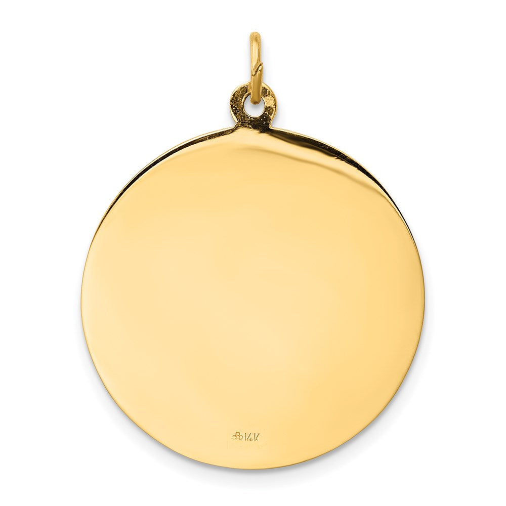 14k Polished and Satin Solid Large St. Michael Medal Round Pendant