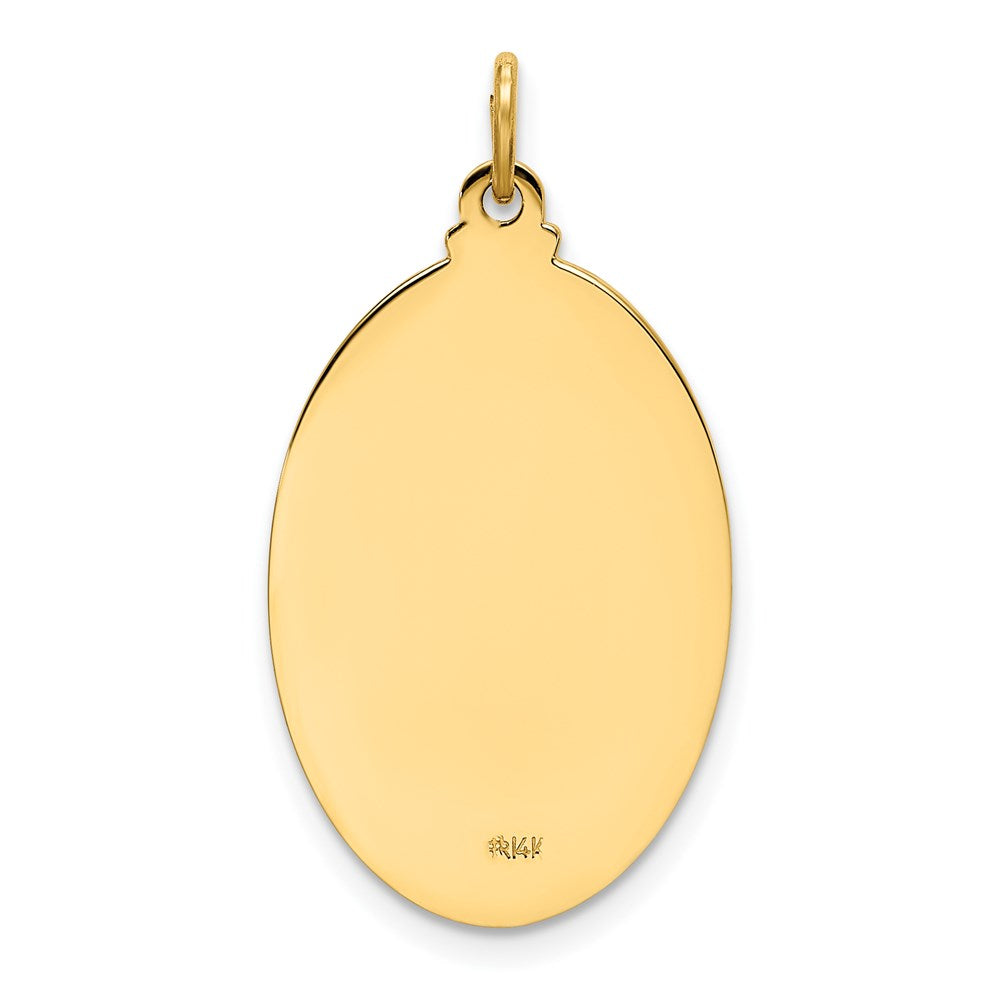 14k Polished and Satin Solid Our Lady of Guadalupe Medal Oval Pendant