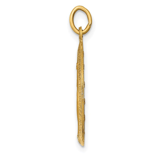 14k Polished and Satin Solid Miraculous Medal Oval Pendant