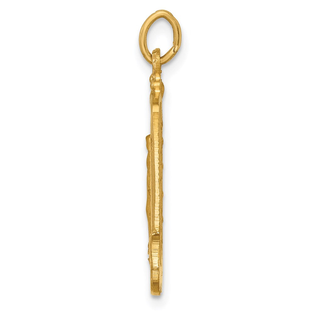 14k Polished and Satin Solid Miraculous Medal Rectangular Pendant