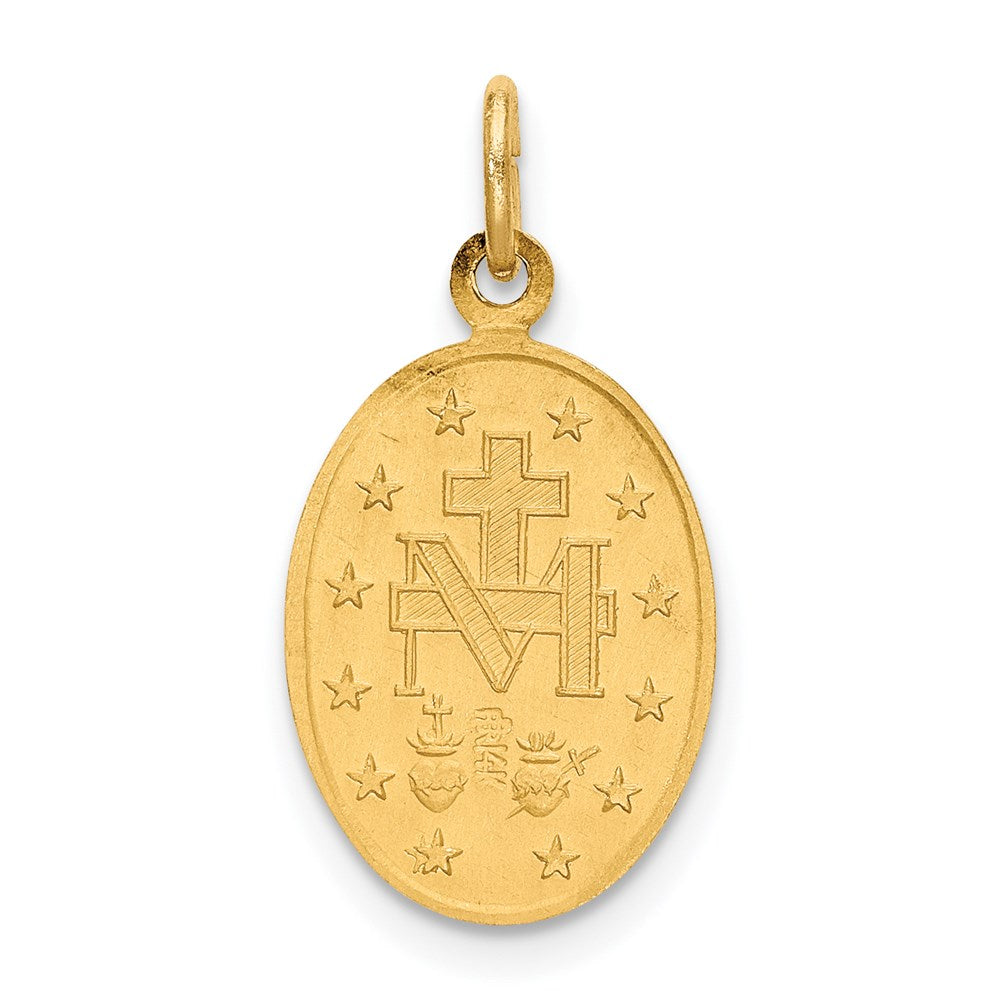 14k Polished and Satin Solid Small Miraculous Medal Oval Charm