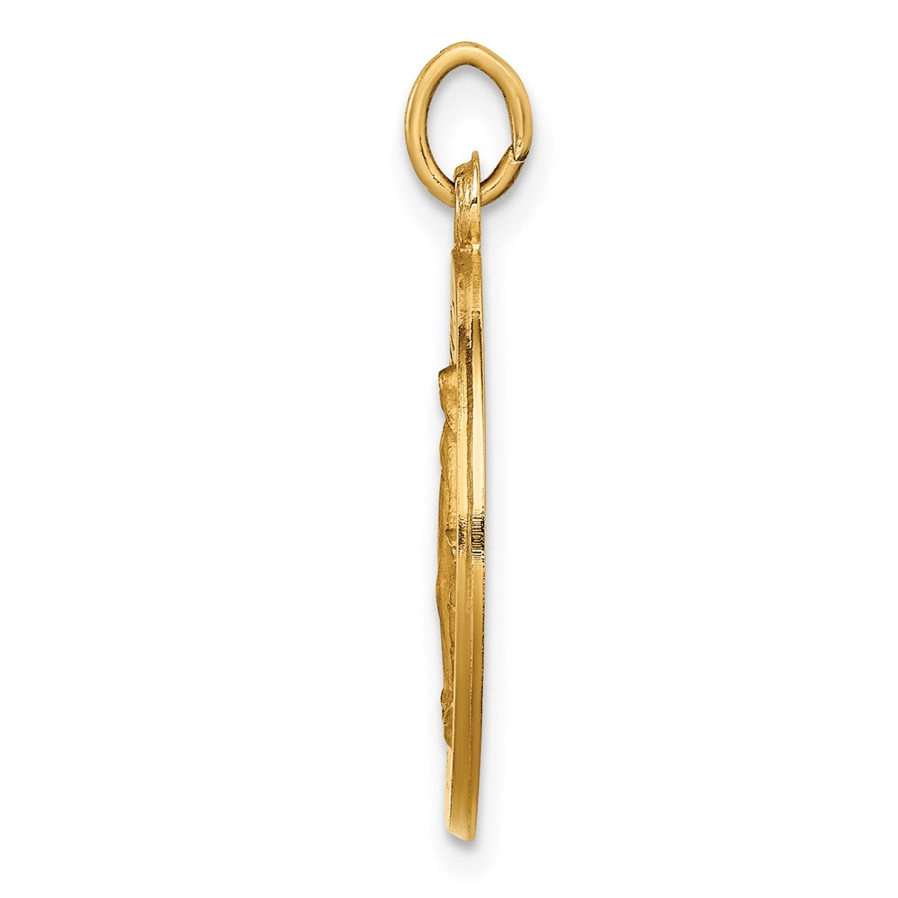 14k Polished and Satin Solid Small Miraculous Medal Round Pendant