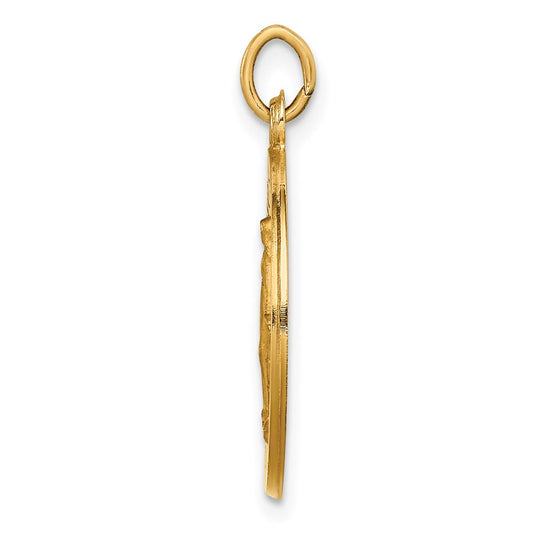 14k Polished and Satin Solid Small Miraculous Medal Round Pendant