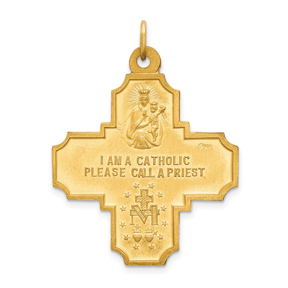 14k Polished and Satin Solid Large 4-Way Medal Pendant