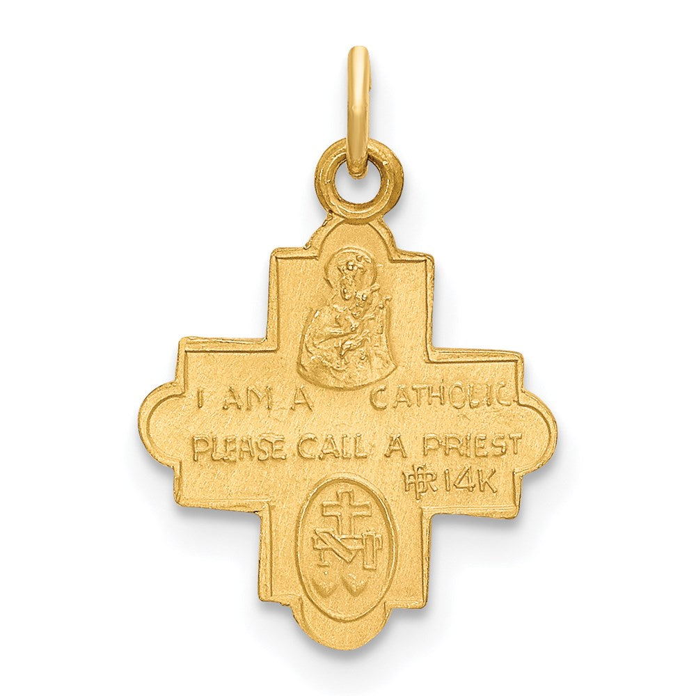 14k Satin Solid Small 4-Way Medal Charm