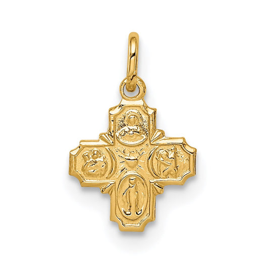 14k Polished Solid Tiny 4-Way Medal Charm