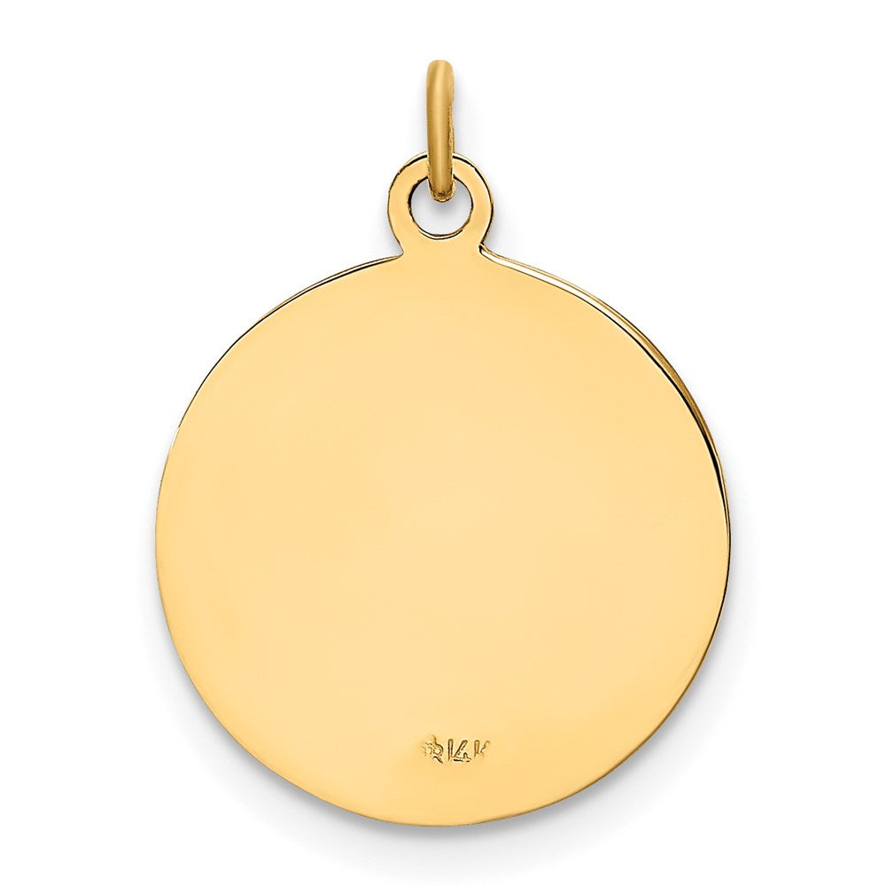 14k Polished and Satin Solid Small Round St. Christopher Medal Charm