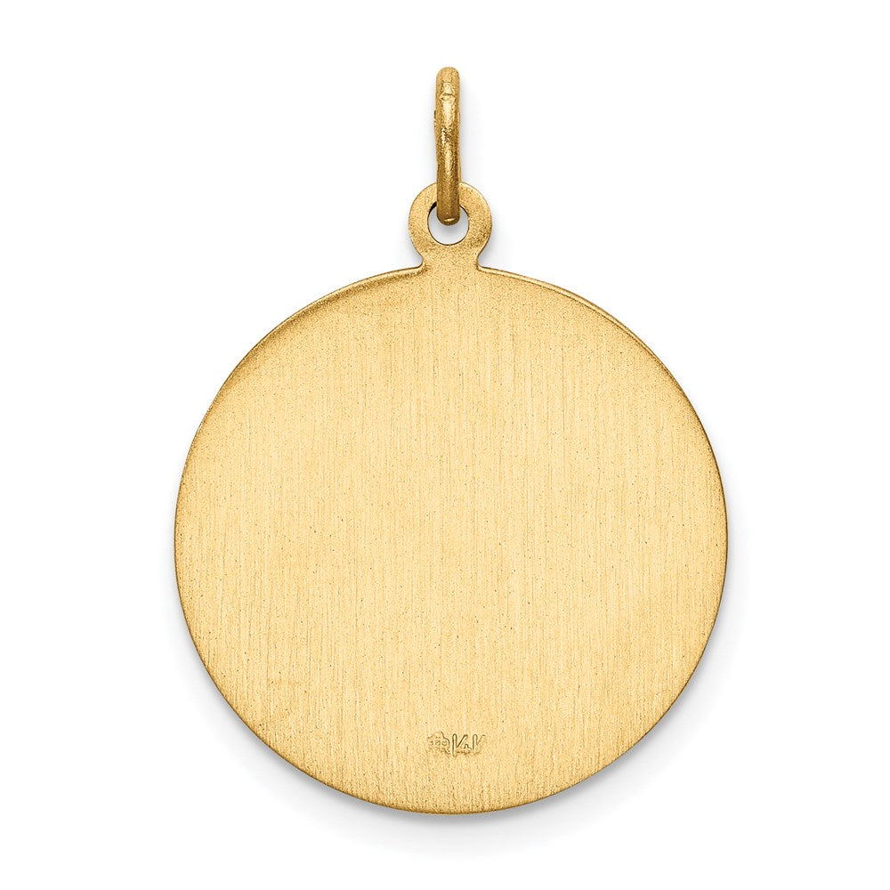 14k Polished and Satin Solid Small Round St. Christopher Medal Pendant