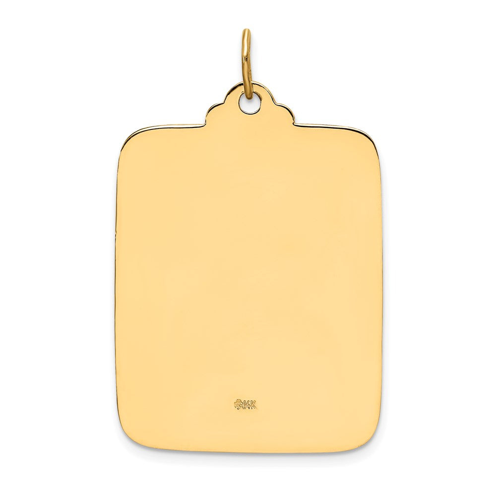 14k Polished and Satin Solid Large Rectangle St. Christopher Medal Pendant