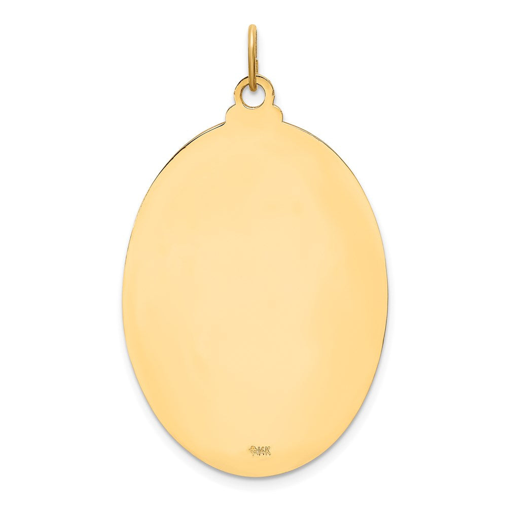 14K Polished and Satin Solid Beaded Edge St. Christopher Medal Oval Pendant