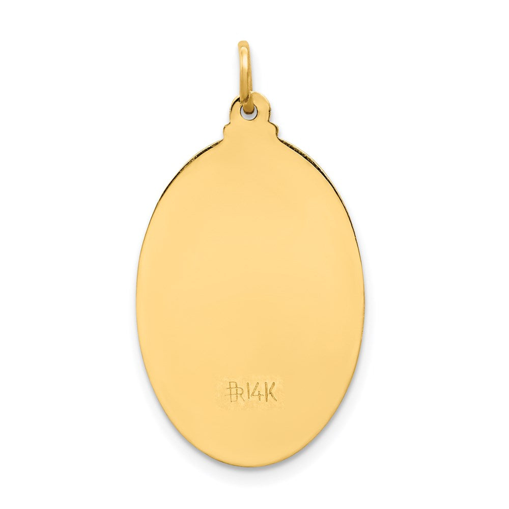 14k Polished and Satin Solid Medium St. Christopher Medal Oval Pendant