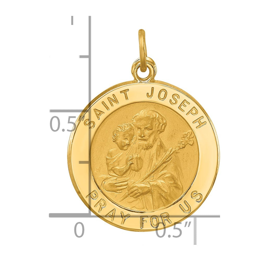 14k Polished and Satin Solid Small Round St. Joseph Medal Pendant