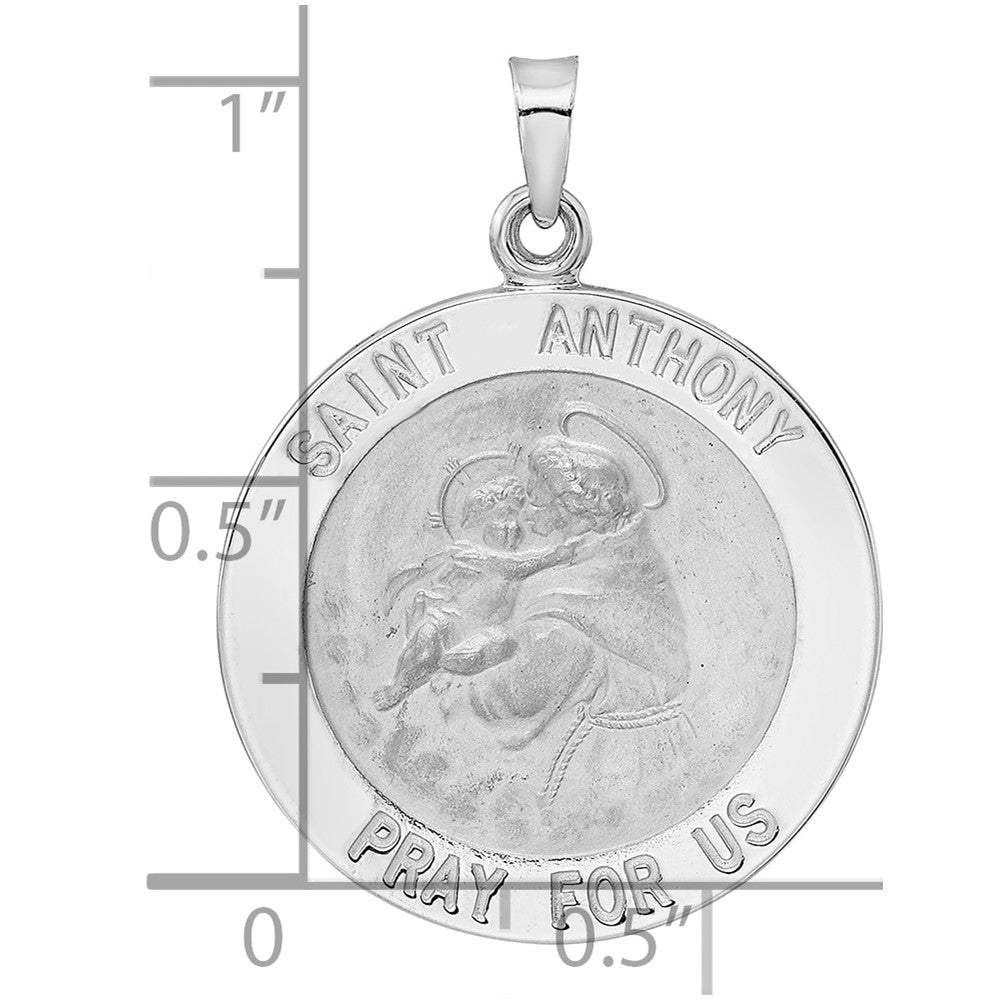 14k White Gold Polished Solid St Anthony Medal Pendant