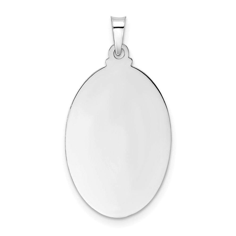 14k White Gold Polished and Satin Solid St Anthony Medal Oval Pendant