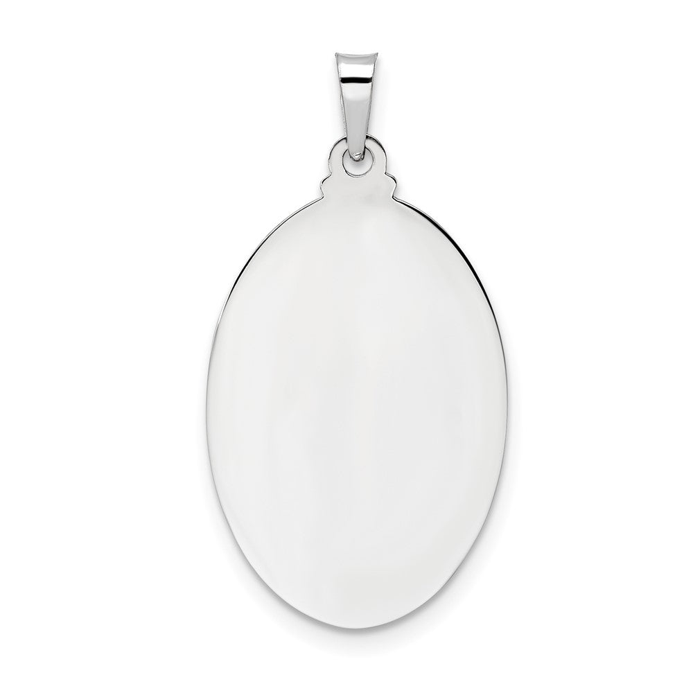 14k White Gold Polished and Satin Solid Saint Joseph Oval Medal Pendant
