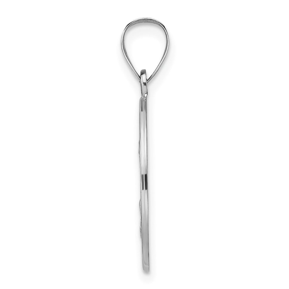 14k White Gold Polished and Satin Hollow St Nicholas Medal Round Pendant