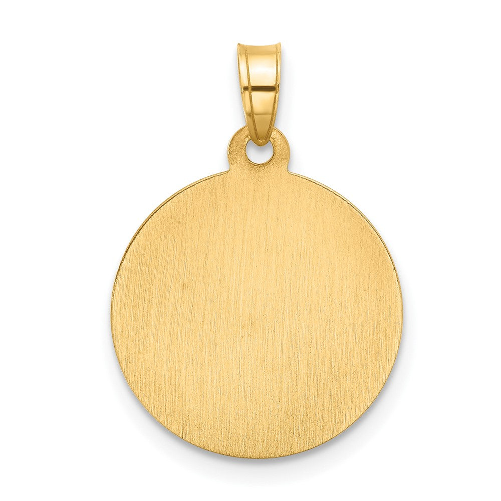 14k and White Rhodium Polished and Satin Hollow Our Lady of Guadalupe Medal Round Pendant