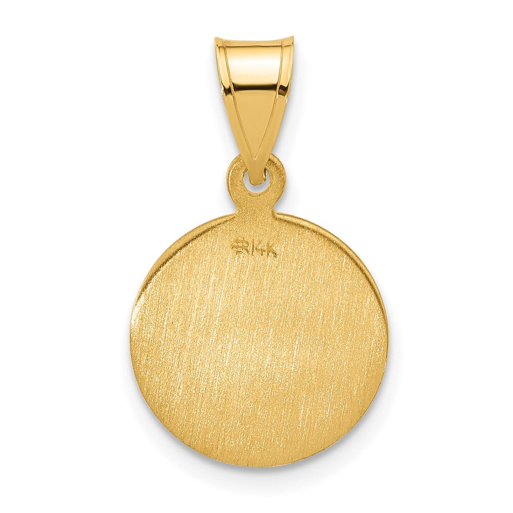 14k Polished and Satin Solid Our Lady of Perpetual Help Medal Round Pendant