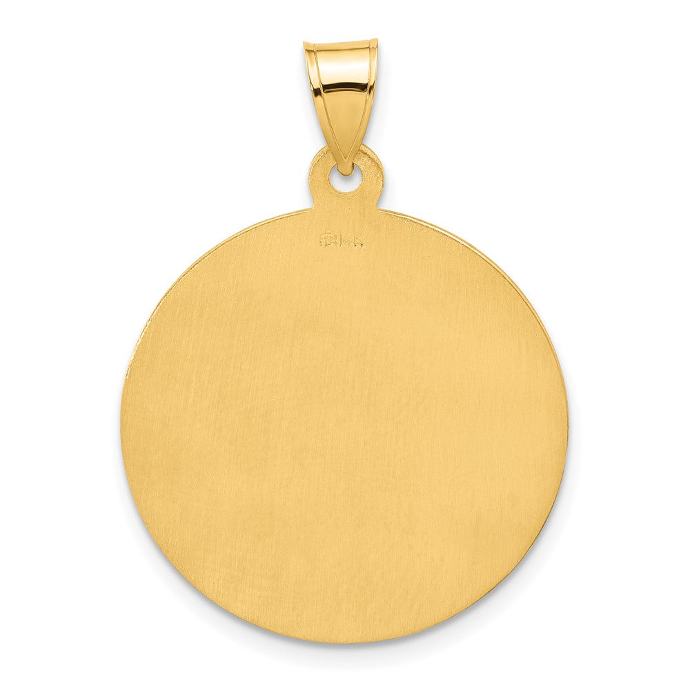 14k Polished and Satin Solid Miraculous Medal Plain Back Round Pendant