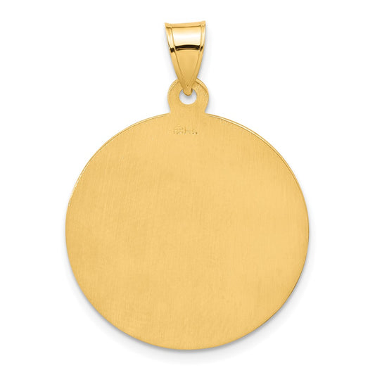 14k Polished and Satin Solid Miraculous Medal Plain Back Round Pendant