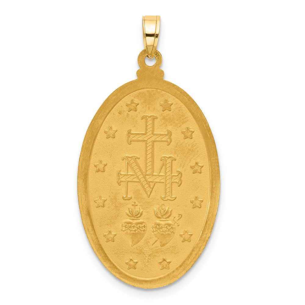 14k Polished and Satin Solid Miraculous Medal Oval Pendant