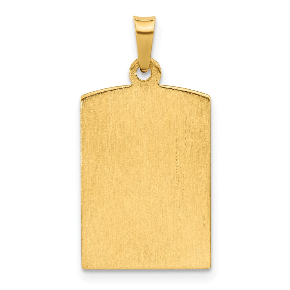 14k Polished and Satin Hollow Miraculous Medal Rectangular Pendant