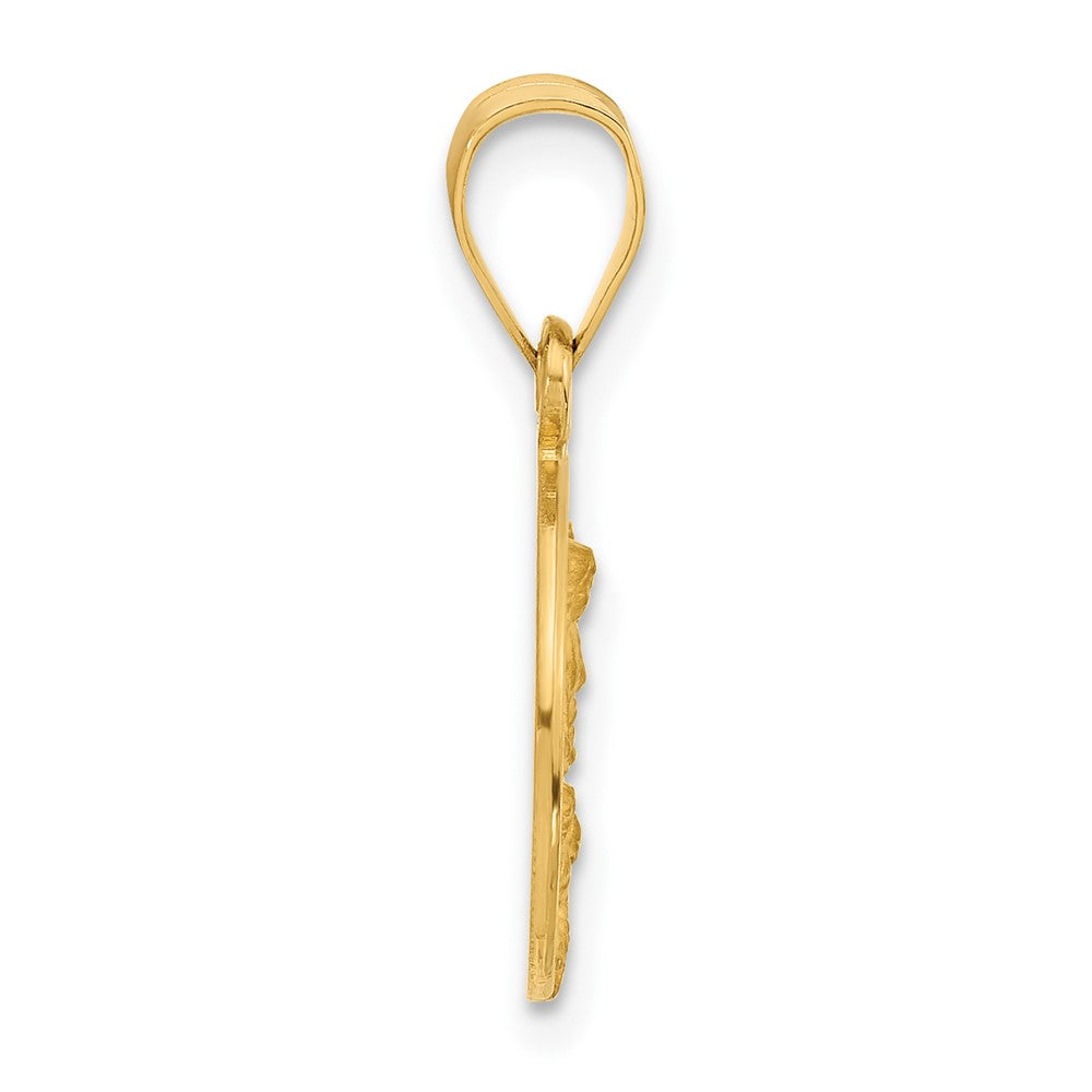 14k Polished and Satin Solid Our Guardian Angel Medal Pendant