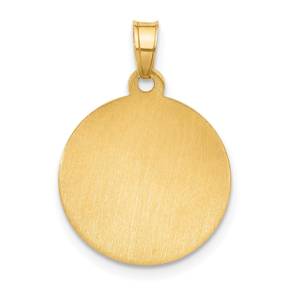 14K Polished and Satin Hollow Our Guardian Angel Medal Pendant