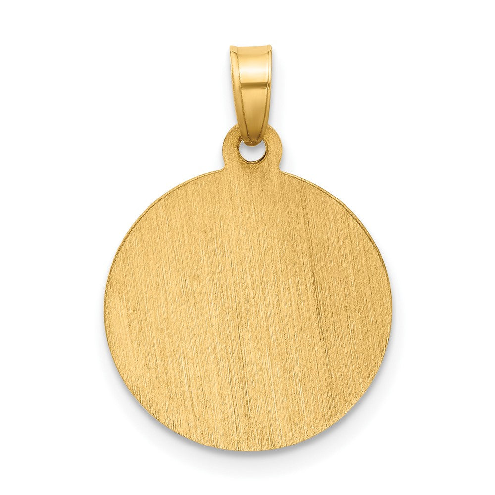 14k Satin and Polished Hollow St Anthony Medal Round Pendant