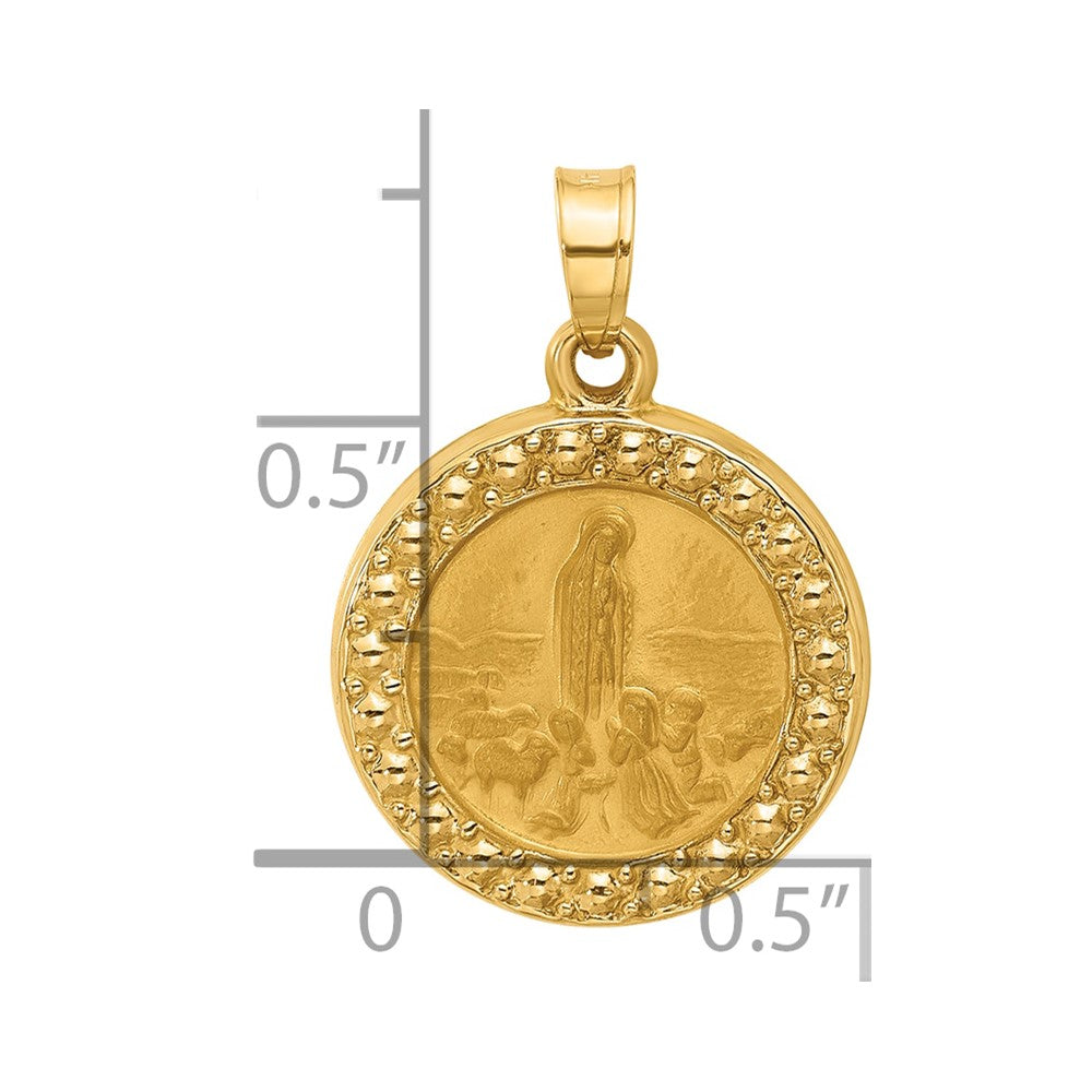 14k Satin and Polished Hollow St Anthony Medal Round Pendant