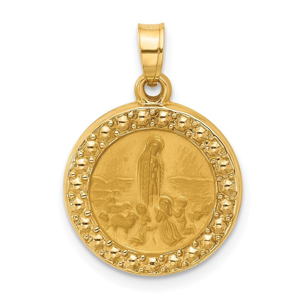 14k Satin and Polished Hollow St Anthony Medal Round Pendant