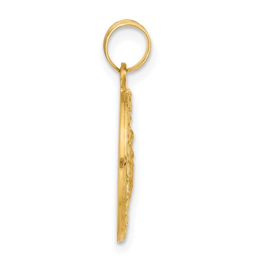 14K Polished and Satin Hollow St Anthony Medal Round Pendant