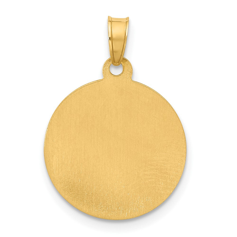 14K Polished and Satin Hollow St Anthony Medal Round Pendant