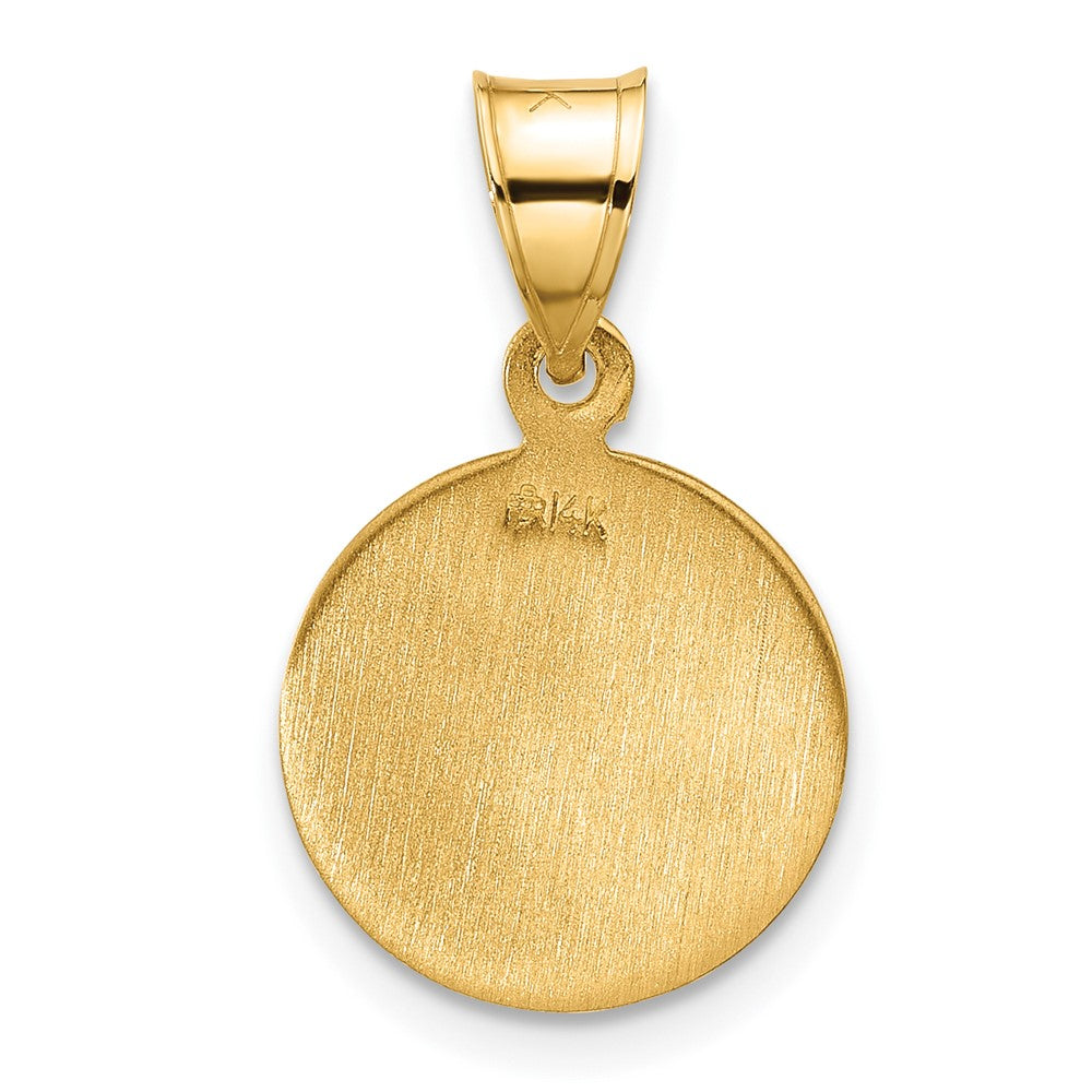14k Polished and Satin Solid St Joseph Medal Round Pendant