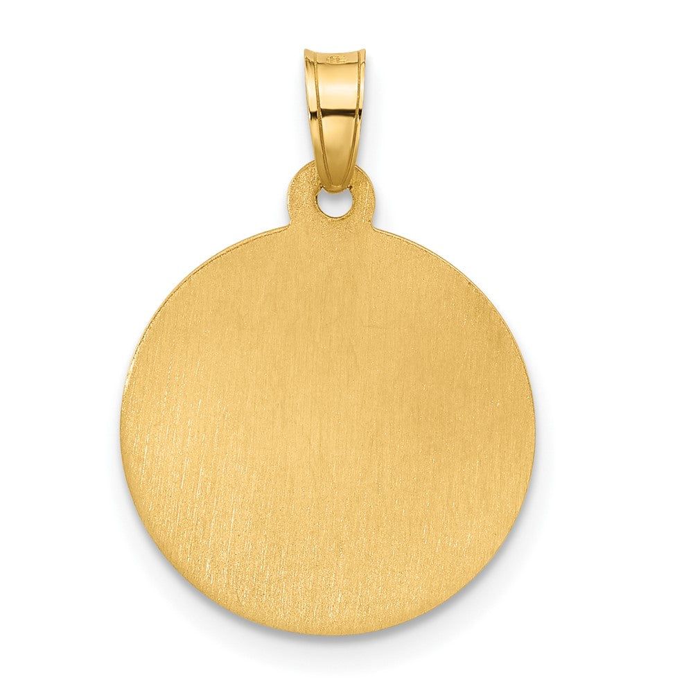 14K Polished and Satin Hollow St. Joseph Medal Round Pendant