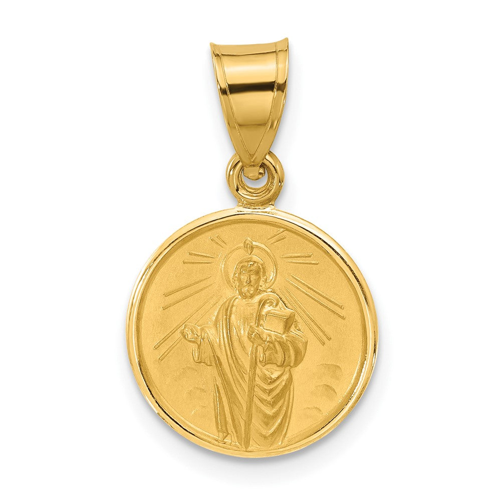 14k Polished and Satin Solid St Jude Thaddeus Medal Round Charm