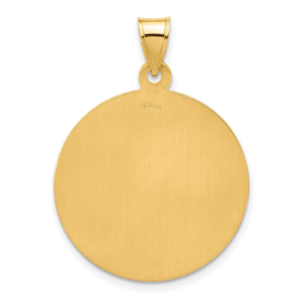 14k Polished and Satin Large Solid St Jude Thaddeus Medal Round Pendant