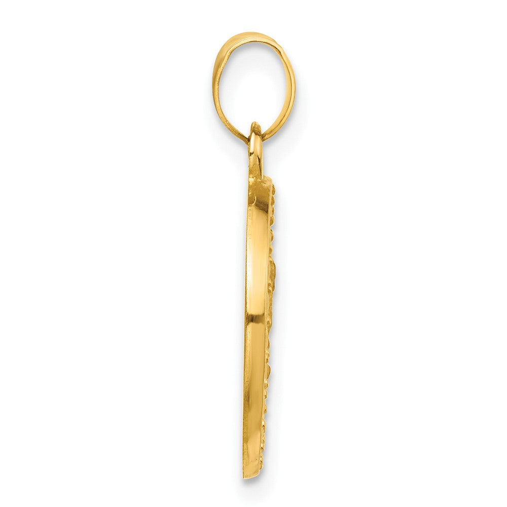 14K Polished and Satin Hollow St. Michael Medal Round Pendant