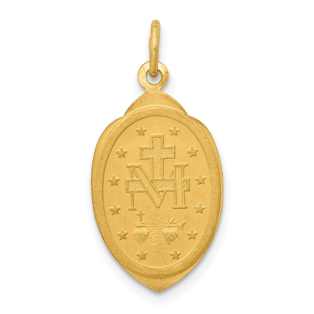 14k Polished and Satin Solid Miraculous Medal Oval Pendant