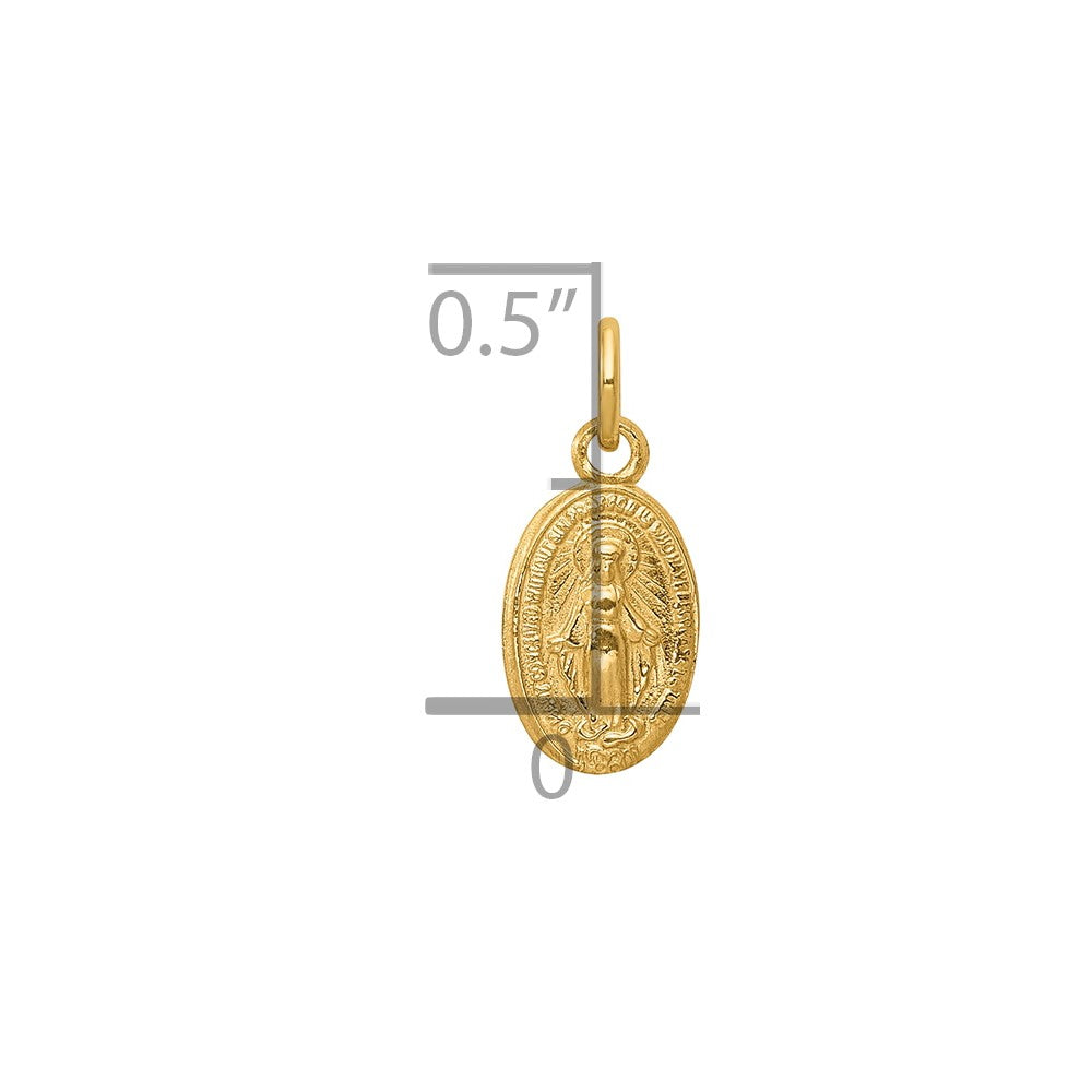 14k Polished Solid Small Miraculous Medal Oval Charm