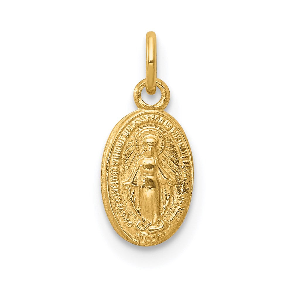 14k Polished Solid Small Miraculous Medal Oval Charm