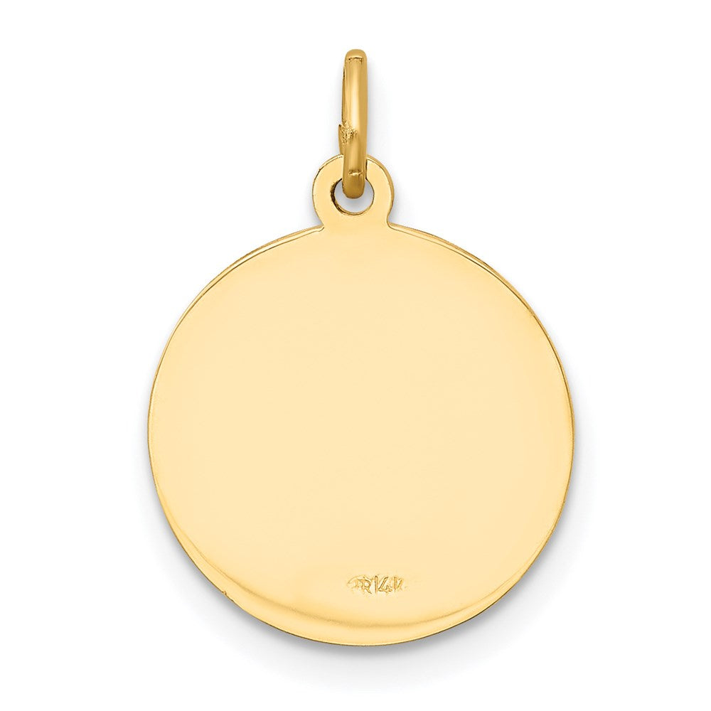 14k Polished and Satin Solid Our Lady of Loreto Medal Round Charm