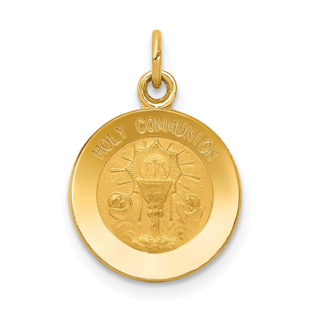 14k Polished and Satin Solid HOLY COMMUNION Round Charm