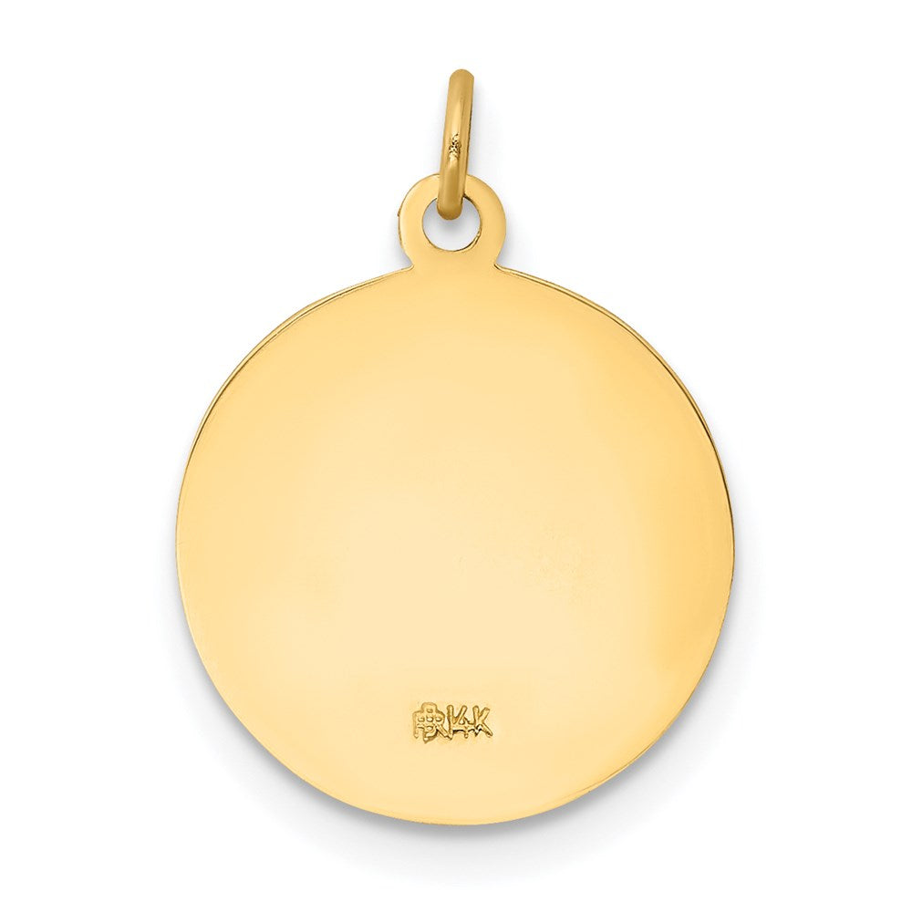14k Polished and Satin Solid FIRST HOLY COMMUNION Medal Round Pendant