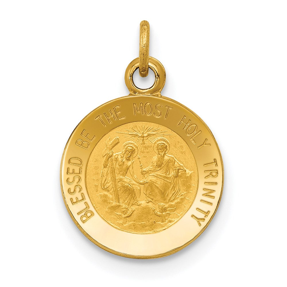 14k Polished and Satin Solid Holy Trinity Medal Charm