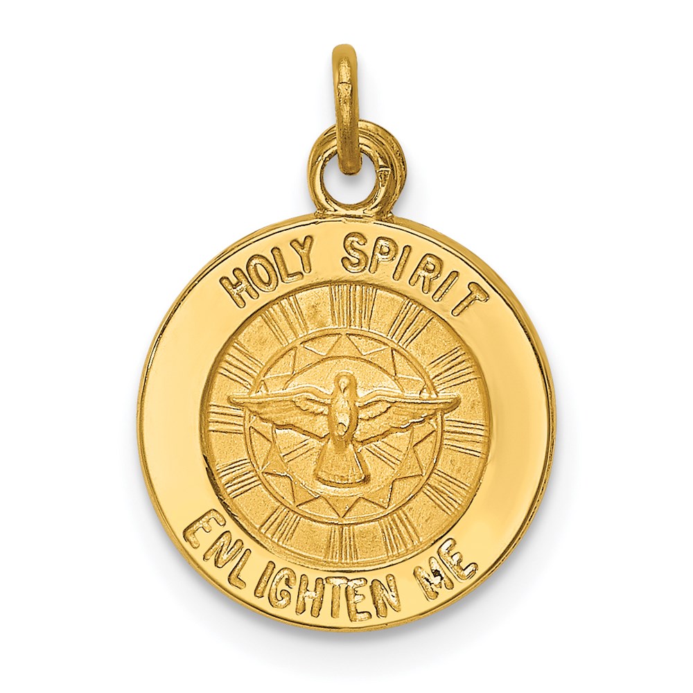 14k Polished and Satin Solid Holy Spirit Medal Charm